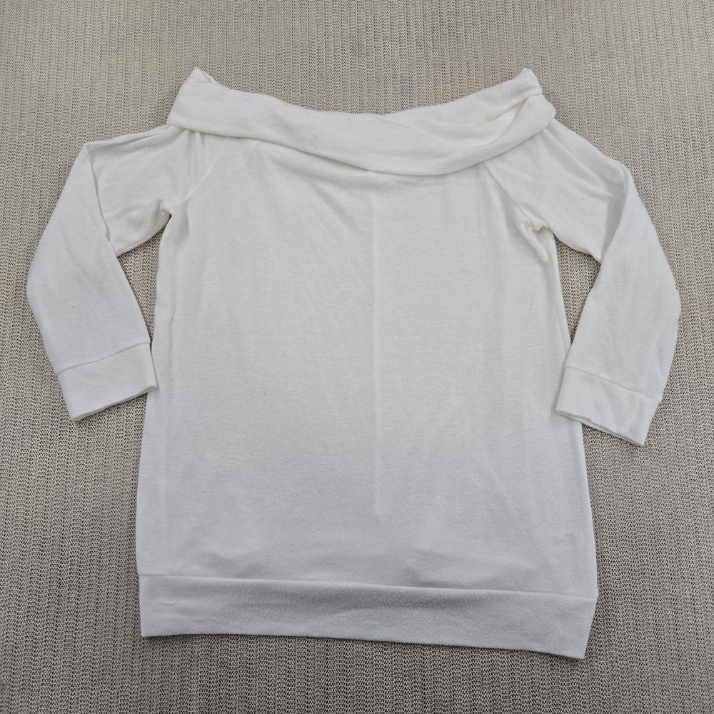 Charlotte Russe Sweater Womens XL White Off Shoulder Tunic 3/4 Sleeve Stretch